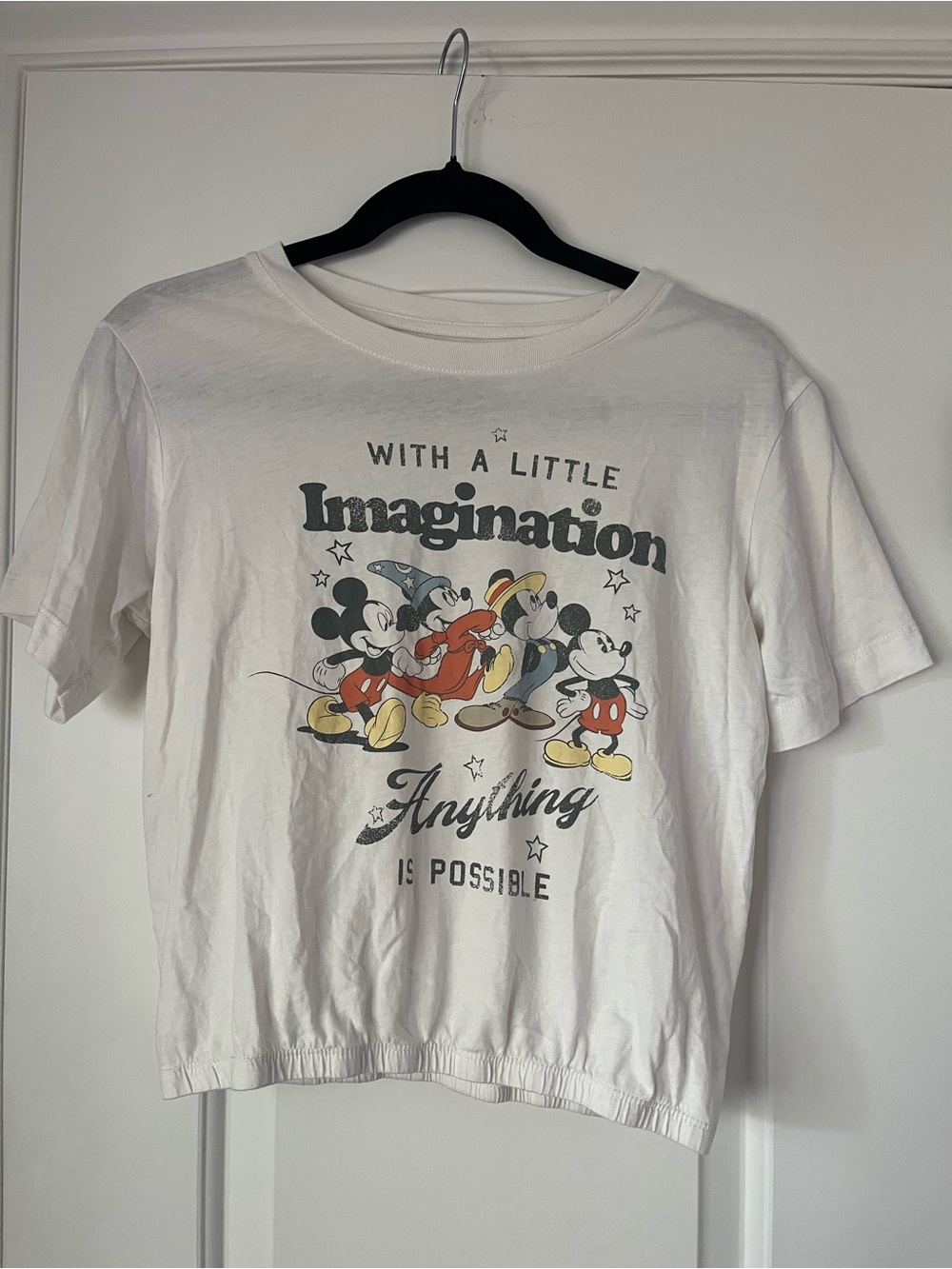 Disney White Tee 'With a Little Imagination' Mickey Graphic